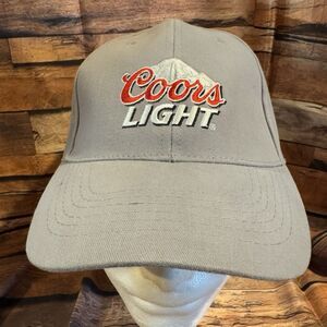 Coors Light Gray Hat Cap Embroidered Logo Adjustable Strap Baseball Beer Bar